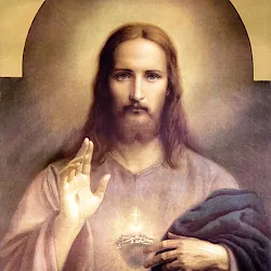 Jesus mit einer strahlenden Aura um den Kopf herum.