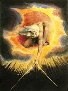 Bild von William Blake, es hat den Titel &bdquo;Ancient of Days&ldquo; und zeigt Gott.