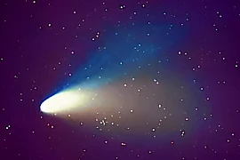 Der Halley Komet, mit seinem typisch langen Schweif.