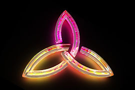 Ein Triquetra-Symbol, ähnlich einem dreiseitigen Dreieck.